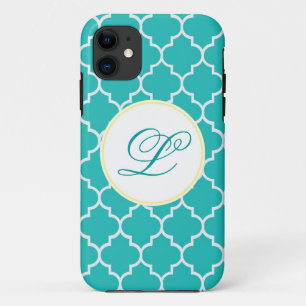 Etui iPhone Case-Mate Jaune et monogramme Quatrefoil d'Aqua
