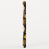 COQUES Case-Mate iPhone JAUNE FLORALE NOIRE, PARROTS MONOGRAMME EN PIERRE (Dos/Droite)