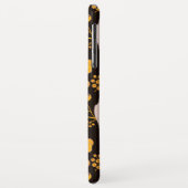 COQUES Case-Mate iPhone JAUNE FLORALE NOIRE, PARROTS MONOGRAMME EN PIERRE (Dos/Gauche)