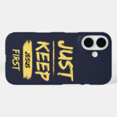 Coques Case-Mate iPhone Jaune Gardez Jésus d'abord (Verso (horizontal))
