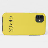 Coques Case-Mate iPhone Jaune Moutarde Moderne Nom Personnalisé (Dos (Horizontal))