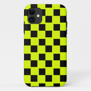 Case-Mate iPhone Case Jaune Neon Jaune Noir À damiers Checkboard Vintage