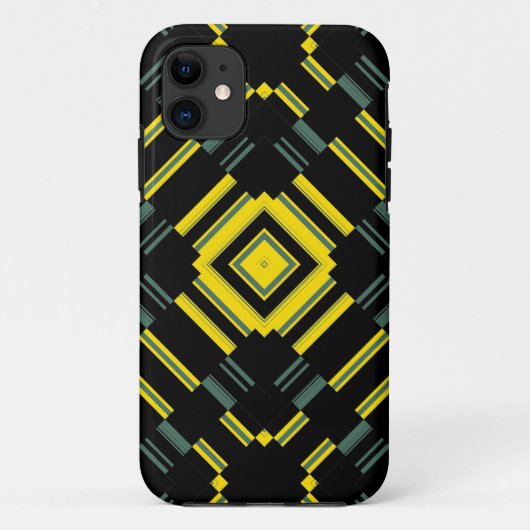 Coques Case-Mate iPhone Jaune noir Motif Retro Art Design 2 (Dos)
