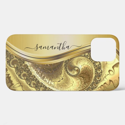 Coques Case-Mate iPhone Jaune Or Gras Métallo manuscrit (Verso (horizontal))