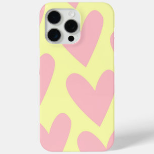 Coque iPhone 15 Pro Max Jaune rose mignon Coeur simple Motif Y2K