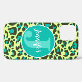 Coques Case-Mate iPhone Jaune Turquoise Empreinte de léopard Rockabilly Mo (Verso (horizontal))