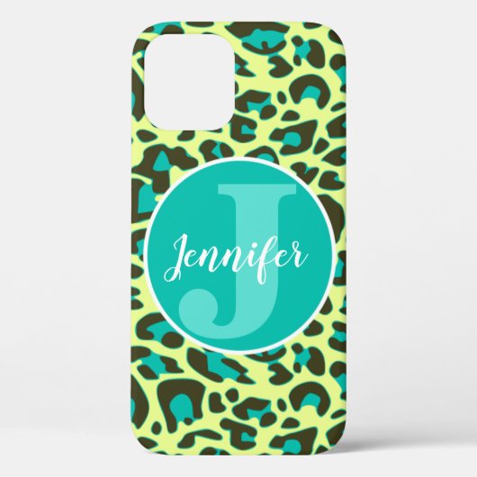 Coques Case-Mate iPhone Jaune Turquoise Empreinte de léopard Rockabilly Mo (Verso)