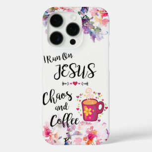 Coques iPhone 16 Pro Je Coure Sur Jésus, Le Chaos Et Le Café