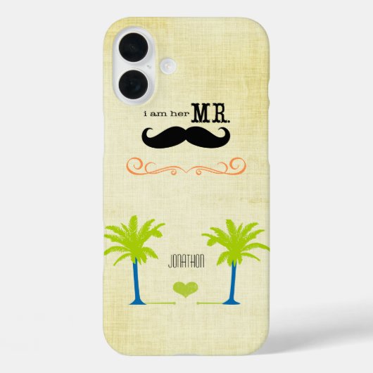 Coques Case-Mate iPhone Je suis elle M. Mustache Groom Beach Palm Tree (Verso)