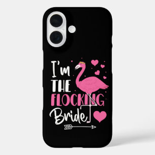 Coques iPhone 16 Je suis la mariée en troupeau de flamants roses - 