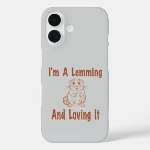 Coques iPhone 16 Je suis un Lemming et l'amour Dessin Texte en Brow