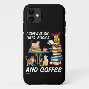 Case-Mate iPhone Case JE SURVIVE SUR LES CHATS, LIVRES ET CAFÉ drôle cha