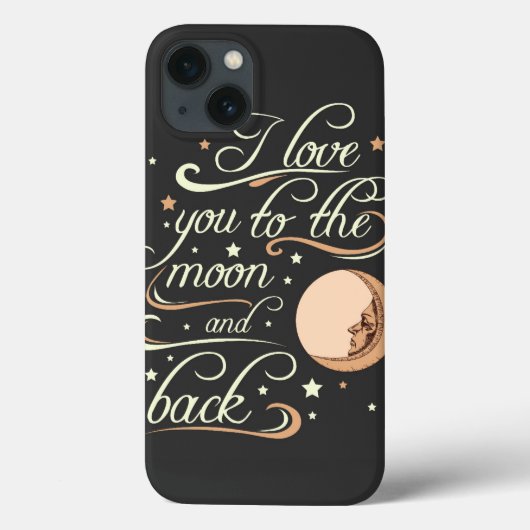 Coques Case-Mate iPhone Je t'aime au noir de lune et de dos (Verso)