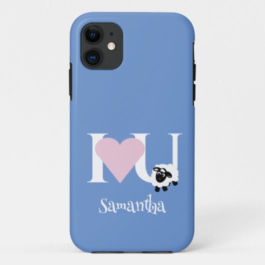 Coques Case-Mate iPhone Je t'aime Mignonne Cartographie Mouton Bleu (Dos)