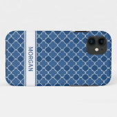 Coques Case-Mate iPhone je téléphone le motif bleu nommé de Quatrefoil de (Dos (Horizontal))