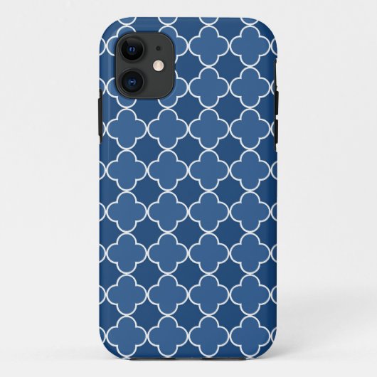 Coques Case-Mate iPhone je téléphone le motif de Quatrefoil de 5 bleus (Dos)