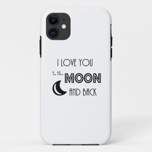 Coques Case-Mate iPhone je vous aime à la lune et dos noir blanc (Dos)