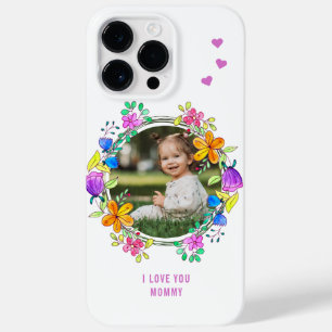 Coque Pour Pour iPhone 14 Pro Max JE VOUS AIME MOMY Photo Colorful Floral Moderne
