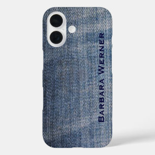Coques iPhone 16 jean bleu personnalisé