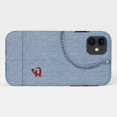 Coques Case-Mate iPhone Jeans avec initial (Dos (Horizontal))