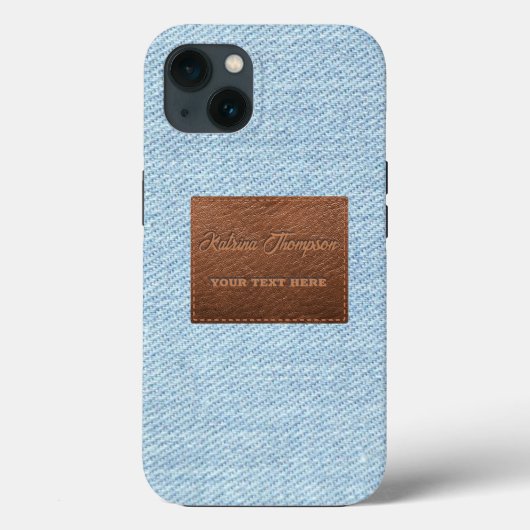 Coques Case-Mate iPhone Jeans bleu moderne Texture Patch en cuir (Verso)