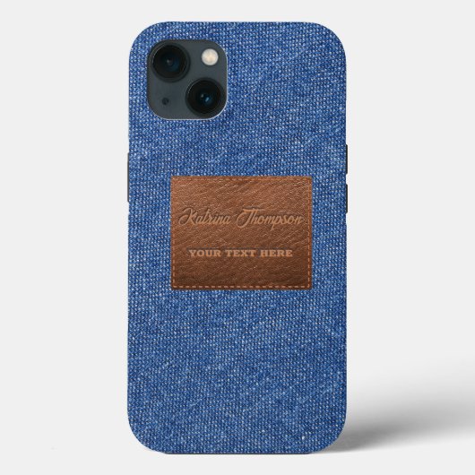 Coques Case-Mate iPhone Jeans de denim bleu foncé moderne texture Patch en (Verso)