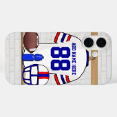 Coques Case-Mate iPhone Jersey de football blanc rouge (Verso (horizontal))