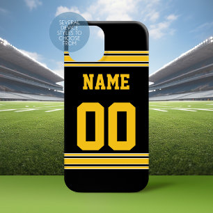 Coque Pour iPhone 15 Jersey de football en or noir avec le numéro de no