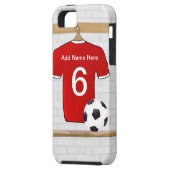 Coques Case-Mate iPhone Jersey de football rouge et blanc personnalisé (Dos gauche)