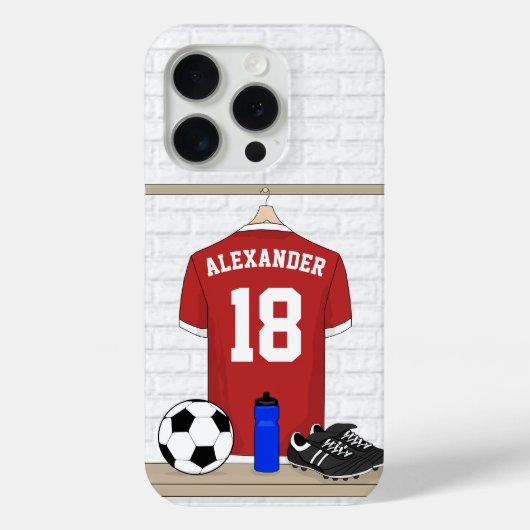 Coques Case-Mate iPhone Jersey de football rouge et blanc personnalisé (Verso)