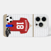 Coques Case-Mate iPhone Jersey de football rouge et blanc personnalisé (Verso (horizontal))