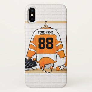 Etui iPhone Case-Mate Jersey de hockey sur glace orange et blanc personn