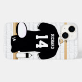 Coques Case-Mate iPhone Jersey de rugby personnalisé noir et blanc (Verso (horizontal))