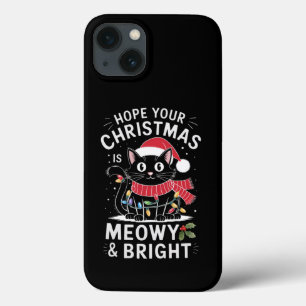 Case-Mate iPhone Case J'espère que votre Noël est félin et lumineux Chat