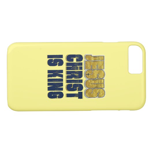 Coques Case-Mate iPhone Jésus Christ est roi jaune (Dos (Horizontal))