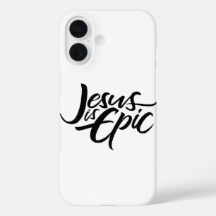 Coques iPhone 16 Jésus est ÉPIQUE - Lettrage Calligraphie Chrétienn