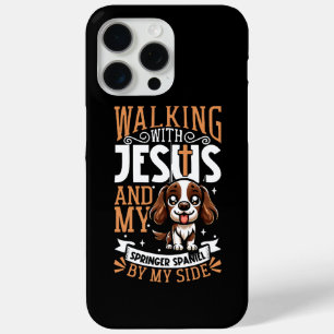 Coque iPhone 15 Pro Max Jésus et chien - Anglais Springer Spaniel