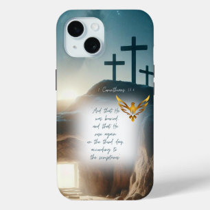 Coque Pour iPhone 15 Jésus Résurrection Inspirante Colombe d'Or Bible