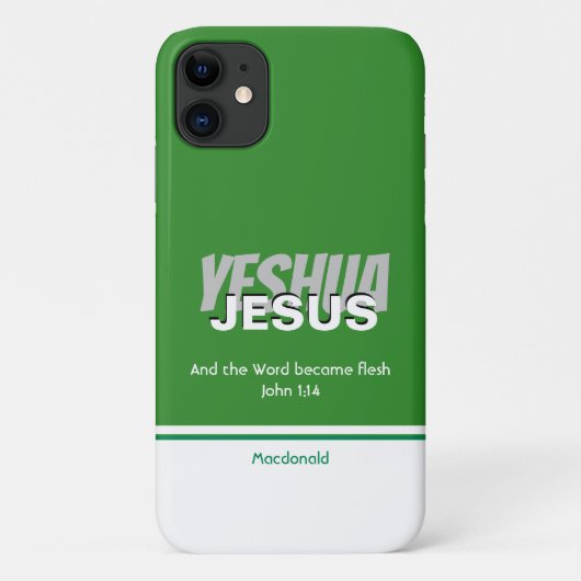 Coques Case-Mate iPhone JESUS YESHUA Écriture Personnalisée VERT (Dos)