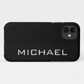 Coques Case-Mate iPhone Jet noir couleur solide | Nom minimal (Dos (Horizontal))