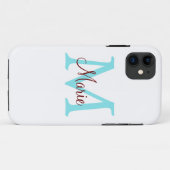 Coques Case-Mate iPhone jeté simple minimal ajouter nom monogramme rose ro (Dos (Horizontal))
