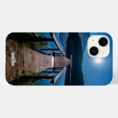 Coques Case-Mate iPhone Jetée de nuit sous une Pleine lune (Verso (horizontal))
