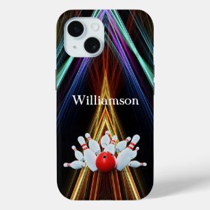 Coque Pour iPhone 15 Jeu de quilles - La boule frappe les quilles - per