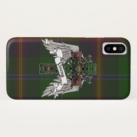 Coques Case-Mate iPhone Jeune croix de tartan (Dos (Horizontal))