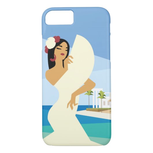 Coques Case-Mate iPhone Jeune dame espagnole posant avec ventilateur sur l (Dos)