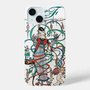 Coque Pour iPhone 15 JEUNE FILLE, COLORÉE DES EAUX DE RIBBON, MONogramm