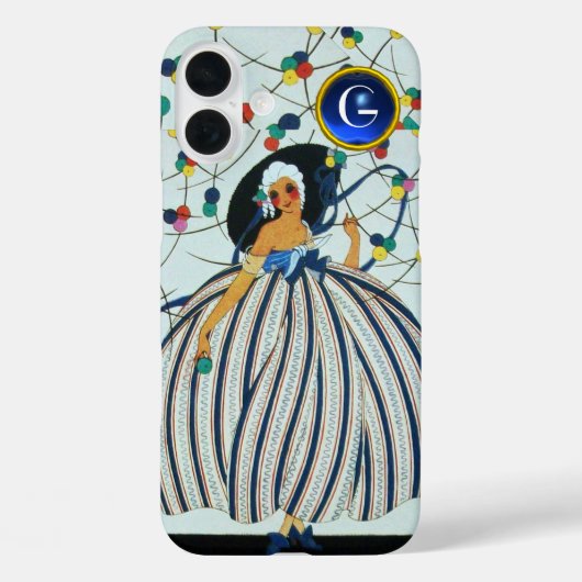 Coques Case-Mate iPhone JEUNE JEUNE FILLE BELLE Mode bleu Monogramme (Verso)