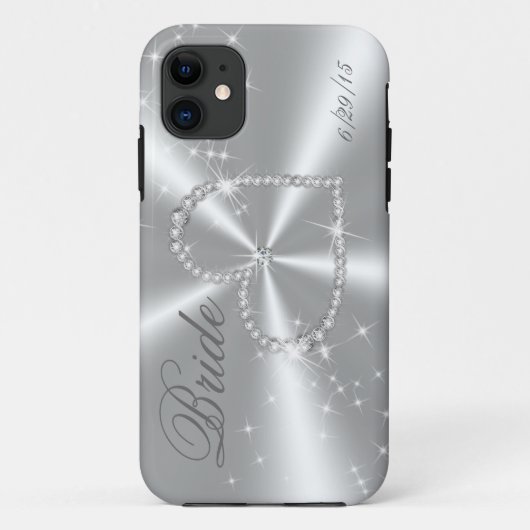 COQUES Case-Mate iPhone JEUNE MARIÉE - COEUR DE DIAMANT SUR LE SATIN (Dos)