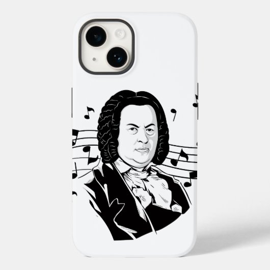 Coques Case-Mate iPhone Johann Sebastian Bach Portrait et buste avec notes (Verso)