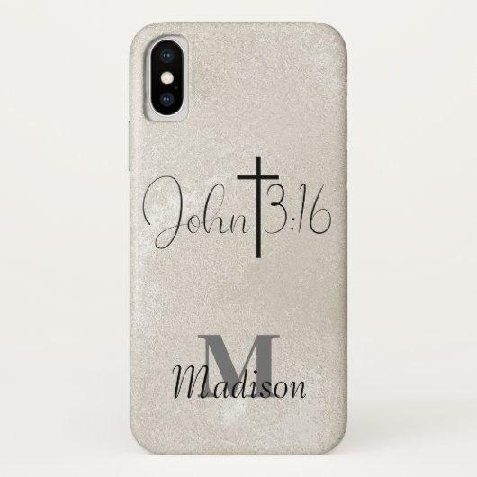 Coques Case-Mate iPhone John 3:16 Pearl Arrière - plan Monogramme Ajouter  (Dos)